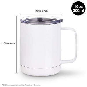 10 OZ White Sublimation Blanks Stainless Steel Coffee Tumbler Mugs