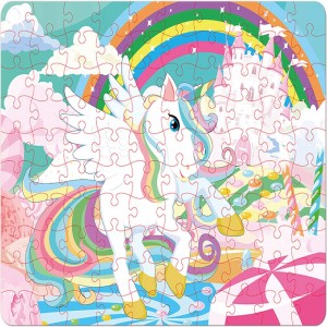 100 Pieces Rainbow Castle Unicorn Puzzles Large Jigsaw Educational Sublimation Puzzle Blanks