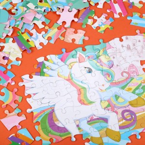 100 komada Rainbow Castle Unicorn Puzzles Velika slagalica Obrazovna Sublimacija Puzzle Blanks