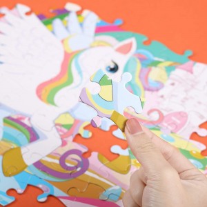 100 Pieces Rainbow Castle Unicorn Puzzles Liphatlalatso tse kholo tsa Jigsaw Educational Sublimation