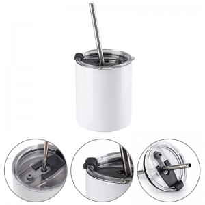 10 OZ Sublimasi Blank Tumbler Putih Stainless Steel Tumbler karo Straw lan Tutup