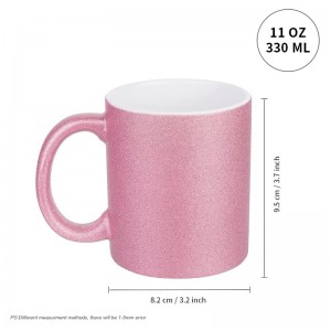 11 OZ sublimation Mug Blanks Pink Glitter Coffee Mug Ceramic Photo Cups