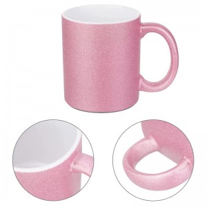 11 OZ sublimation Mugs Blanks Pink Glitter Coffee Mugs Ceramic Photo Cups