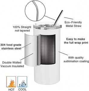 I-12 ye-OZ i-Sublimation Blanks i-Tumbler ye-Skinny Slim eNgqongileyo yentsimbi ecocekileyo