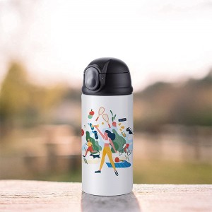 12 OZ Caddaan Toosan Tumbler Tumbler Sippy Up Cup oo leh Daboolka Madoow ee Pop