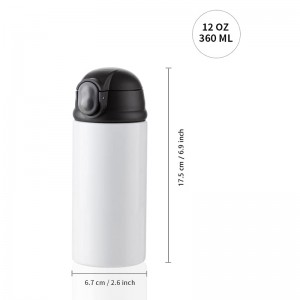 12 OZ White Straight Skinny Tumbler Sippy Up Cup ine Pop Black Lid