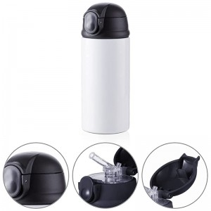 12 OZ White Skinny Tumbler Sippy Up Cup with Pop Black Lid