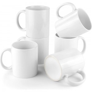 12oz Sublimācijas krūzes Tukšas porcelāna krūzes Klasiskas dzeršanas krūzes ar rokturiem