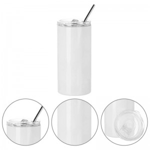 16 OZ Straight Stainless Steel Sublimation Tumbler with Lid and Metal Straw
