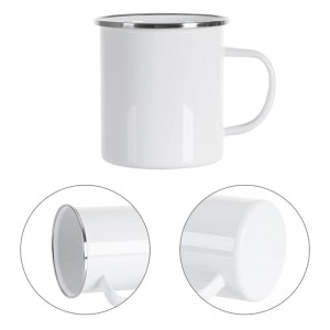 17 OZ Sublimation Blanks Mug White Camping Outdoor Coffee Travel Metal Mug mei Silver Rim