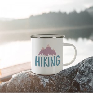 17 OZ Sublimation Blanks Mug White Camping Outdoor Coffee Travel Metal Mug with Silver Rim