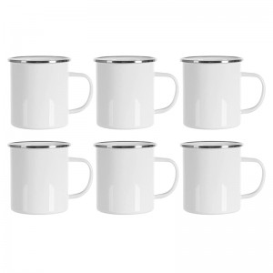 17 OZ Sublimation Blanks Mug לבן קמפינג חיצוני קפה נסיעות ספל מתכת עם שוליים כסף