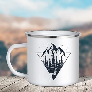 17 OZ Sublimation Blanks Enamel Mug White Camping Coffee Travel Metal Metal with Silver Rim