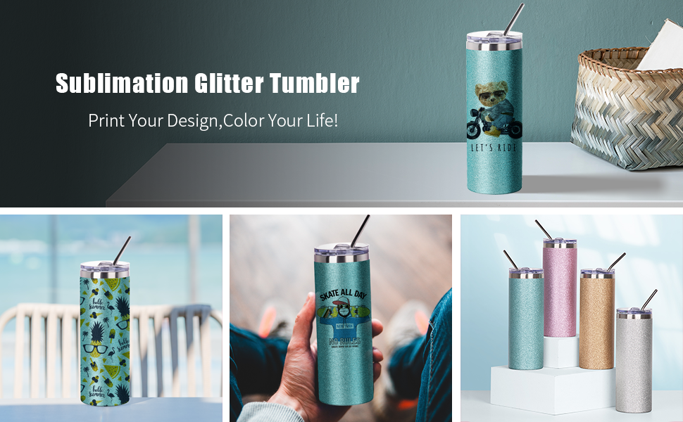 Add Your Name Beige glitter 20 oz tumbler sublimation design