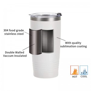 20 OZ Sublimasiya Blankları Qapaqlı Paslanmayan Polad Qəhvə Səyahəti Tumbler