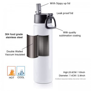 O copo em branco de sublimação de 22 onças ostenta garrafa de água de aço inoxidável com boca larga