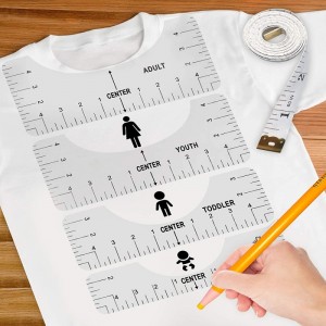 6 ADET T-Shirt Hökmdar Bələdçisi T-Shirt Dizaynlarının Mərkəzinə Alignment Aləti