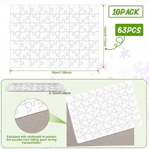 A5 63 Rectangle Sublimation Blank Puzzle Jigsaw Rectangle Heart-Shaped Blank Puzzle