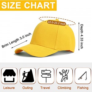 Baseball Cap Adjustable Size Plain for Men Women Blank Sports