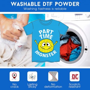 DTF Powder Digital Transfer Hot Melt Adhesive DTG PreTreat Powder para sa Direktang Pag-print sa mga T-Shirt