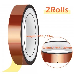 Heat Tape for Sublimation, 2 Rolls 20mm x 33m 108ft Heat Transfer Tape, Thermal Tape High Temperature Tape for Electronics Crafts (Brown)