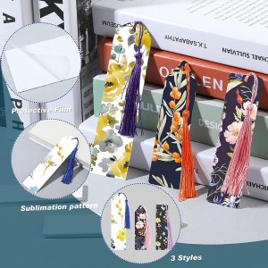 Heat Transfer Sublimation Blank Bookmark ine Gomba uye Ane Ruvara Tassels Metal Aluminium DIY Bookmark