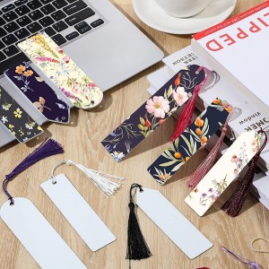 Transfer Panas Sublimation Kosong Bookmark kalawan Liang jeung Colorful Tassels Metal Aluminium DIY Bookmark