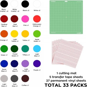 HTV Heat Transfer Vinyl Bundle - 12″ x 12″ Varmo Transfer Vinilo por DIY Ŝtofoj T-ĉemizoj