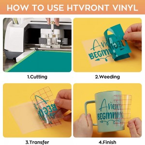 HTV Heat Transfer Vinyl Bundle - 12″ x 12″ Vinyl famindrana hafanana ho an'ny T-shirt DIY