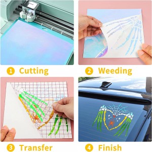 Holographic Vinyl Set – 12″ x 12″ Permanent Holographic Vinyl Sheets for Decor Sticker