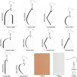 MDF Sublimation Earring ເປົ່າຫວ່າງທີ່ມີຕຸ້ມ Hooks Jump Rings