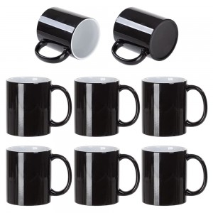 11 אונקיות ספלי קסם משתנים בצבע שחור מבריק ספלי קפה כוסות צילום קרמיות בתפזורת
