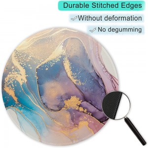 Textured Mouse Mat Waterproof Non-Slip Rubber Base Round Mousepad nrog Stitched Ntug hwm