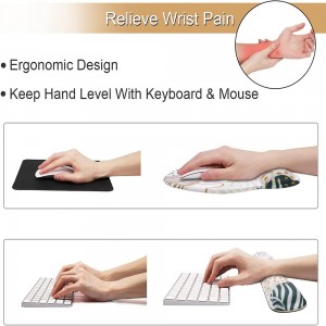 I-Ergonomic Mouse Pad ene-Non-Slip Base ye-Computer Laptop Home Office + Coasters