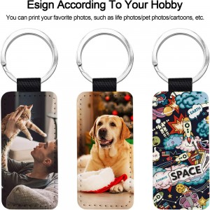 PU چمڙو Sublimation Blanks Keychain Glitter Rectangle Keychain