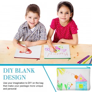 Blönduð litur Sublimation Blank striga förðunartöskur Bulk Blank DIY Heat Transfer með rennilás