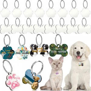 MDF Sublimation Blank Dog Tag Tass Form Sublimation Blank Dog Tags Dubbelsidiga Dog Tags med nyckelring