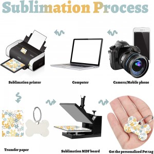 MDF Sublimation Ci gwag Tag Paw Siâp Sublimation Ci Gwag Tagiau Ci Dwy Ochr Tagiau gyda Chylch Allwedd