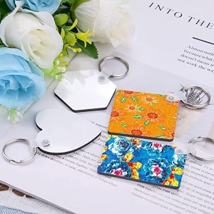 Sublimation Blank Keychain Heat Transfer MDF DIY ორმხრივი დაბეჭდილი გასაღების ჯაჭვი