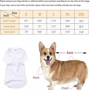 Sublimatioun Hondshemd Blanks Wäiss Polyester Wärmetransfer Liichtgewiicht Welpenvest Cool breathable Hond Hausdéierkleeder