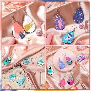 Sublimation Earring Blank Heat Transfer Wire Hooks Earrings Unfinished Wood Teardrop Earring Pendants