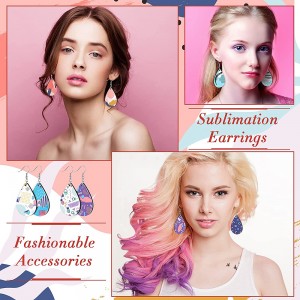 Sublimation Earring Blank Heat Transfer Wire Hooks Earrings အကြမ်းထည် သစ်သား Teardrop နားကွင်း တုန်