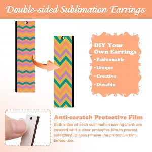 ʻO nā apo pepeiao Sublimation Blank Bulk, Sublimation Printing Earrings Unfinished Rectangular Heat Transfer Earring Pendant me nā apo pepeiao.