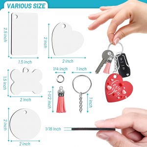 Sublimation Keychain Blanks Bulk Set with Heat Transfer Blanks Tassels Key Chains