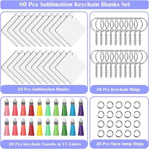 Sublimasyon Keychain Fè Twous ak Blanks transfè chalè kare