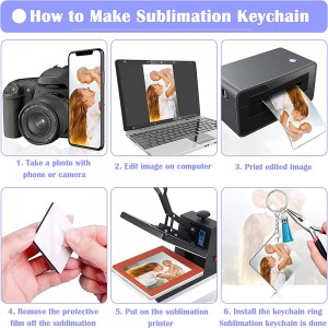 Sublimation Keychain Kugadzira Kit ine Square Heat Transfer Blanks