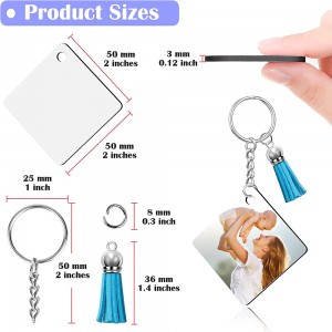 Sublimation Keychain Making Kit na may Square Heat Transfer Blanks