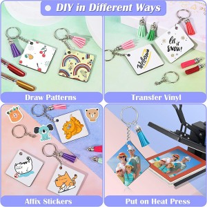 Sublimaasje Keychain Making Kit mei Square Heat Transfer Blanks