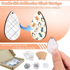 Sublimation Earrings Blank Bulk, Sublimation Printing Earrings Անավարտ արցունքի կաթիլ ջերմային փոխանցման ականջօղեր կախազարդ