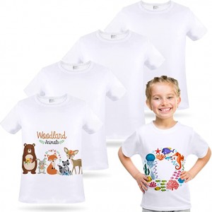 Uşaqlar üçün Boş Sublimasiya T-Shirt Modal Ekipaj Yaka Qısaqol T-shirt Uşaqlar üçün